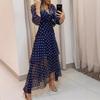 Women's Spring Autumn Polka Dot Irregular Print V-neck Long Dress