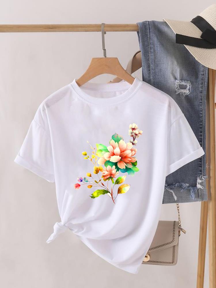 (Asian Size) Love Letter Trend Cute Short Sleeve T Shirt O-neck Tee Clothing Top Casual Fashion Print Lady Female Women Graphic T-shirts