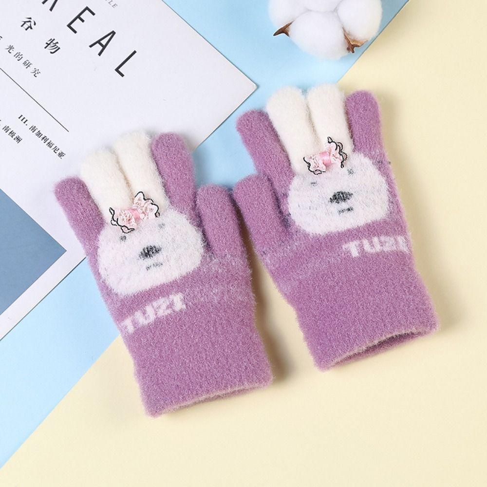 Thickened Autumn Winter Gloves Warm Warm Mittens Full Finger Gloves Hand Warmer  Boys Girls