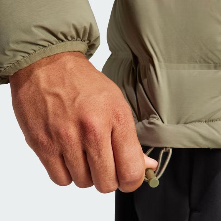 Adidas Helionic Stretch Hooded Down Jacket Men Jacket Olive-Green IK3173