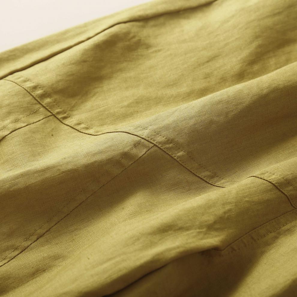 Spring and Summer Literary Retro Cotton Linen Harem Trousers Plus Size Women's Elastic Waist Solid Colour Versatile Cropped Pants