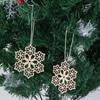 10pcs Wooden Embellishments with String Christmas Decoration Snowflake Pattern
