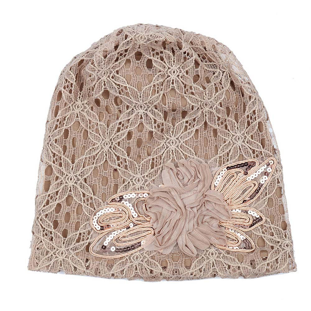 Women Lace Flower Slouchy Baggy Head Cap Chemo Beanie Cancer Hat Turban