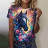 Summer Horse 3D Print T-shirts Women Streetwear Casual Fashion Oversized Short Sleeve T Shirt O-neck Tees Shirt