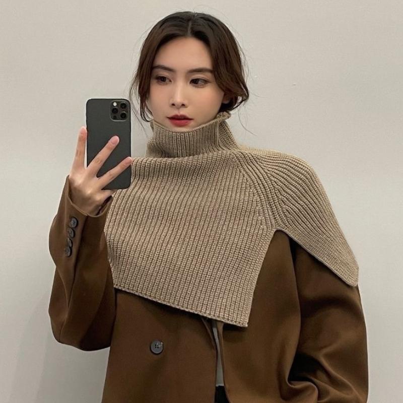 Korean Aesthetic Scarf Women Winter Outer Wear Warm Knit Neck Cover Fake Collar Shawl