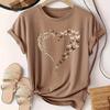 Women Summer T Shirt  Print Love Pattern Short Sleeve Tees Casual   Printed  Tops