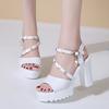 2024 Fashion Women's Shoes Platform Women's Sandals Summer Dress Sandals Women Pearl Crystal Buckle Strap High Heels Shoes Women