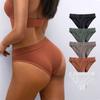 Low Waist Sports Style Threaded Cotton High Elasticity Comfortable Women's Triangle with Wide Edges Hip Hugging Underwear Panties