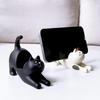 Cartoon Stretching Cat Desktop Stand Black Cat Ornaments Cute Animal Resin Figurine Lazy Phone Stand Resin Crafts Decoration