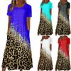 Women's Summer Casual Fashion Printed Short Sleeve Round Neck Pocket Dress