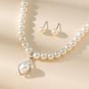 Classic  Pearl Earrings Necklace Beaded Choker Pearl Pendant Necklace