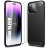Case for iPhone 14 Pro - Silicone - Lightweight - Black - 360° Protection - 2 Tempered Glasses