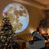 LED Moon Projector Night Light USB Rechargeable Adjustable 3D Atmosphere Lamp for Bedroom Kids Room Party Wall Decoration