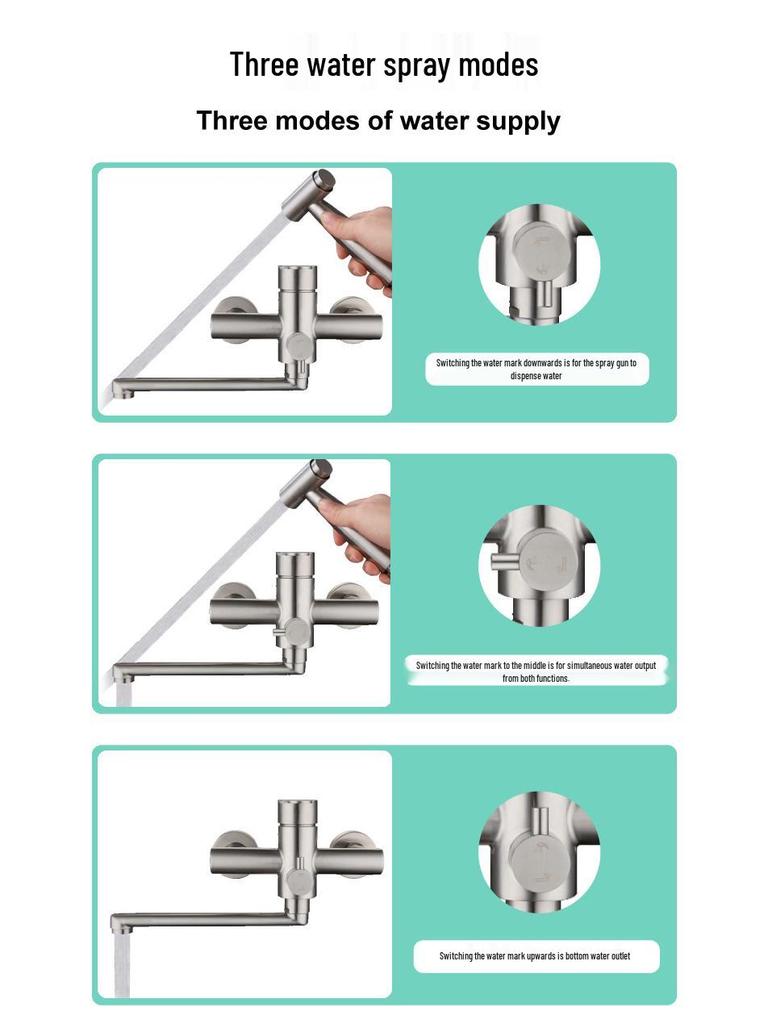 304 Stainless Steel Dual-Use Kitchen Faucet: Hot/Cold, Floor-Standing, Thickened for Vegetable Sink