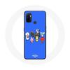 Case for Oppo A53 BTS BT21 Tata Chimmy Cooky Rj Koya Shooky And Mang Play Music Blue Background