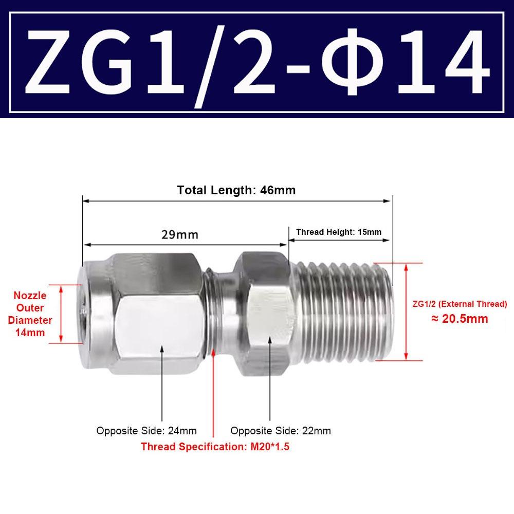 1Pcs Stainless Steel Quick Fitting 304 SS Metric ZG Pipe Fitting Tube Connector for Oil Water Gas
