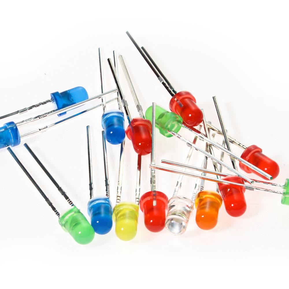 60pcs/lot Led Diodes Kit 3mm 6 Values *10PCS LEDs set,White Red Yellow Blue Green Orange F3 LED Lights Diodes Electronic Kit