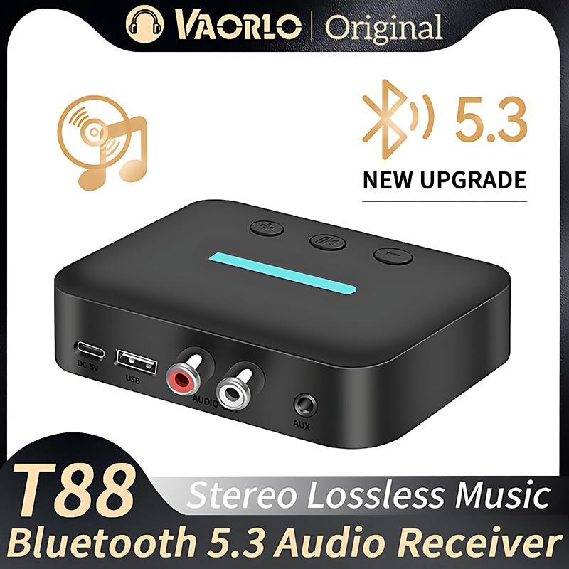 USB Bluetooth 5.3 Audio Receiver Adapter Wireless Stereo Music 3.5mm AUX R/L RCA Support U-Disk Playback For Desktop Speaker Amp