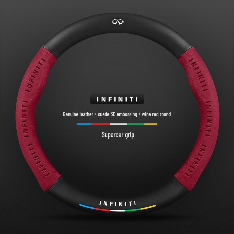 Чехол на руль для специального автомобиля Infiniti - Натуральная кожа, Замша, Углеволокно, Универсальный, Дышащий, Всесезонный