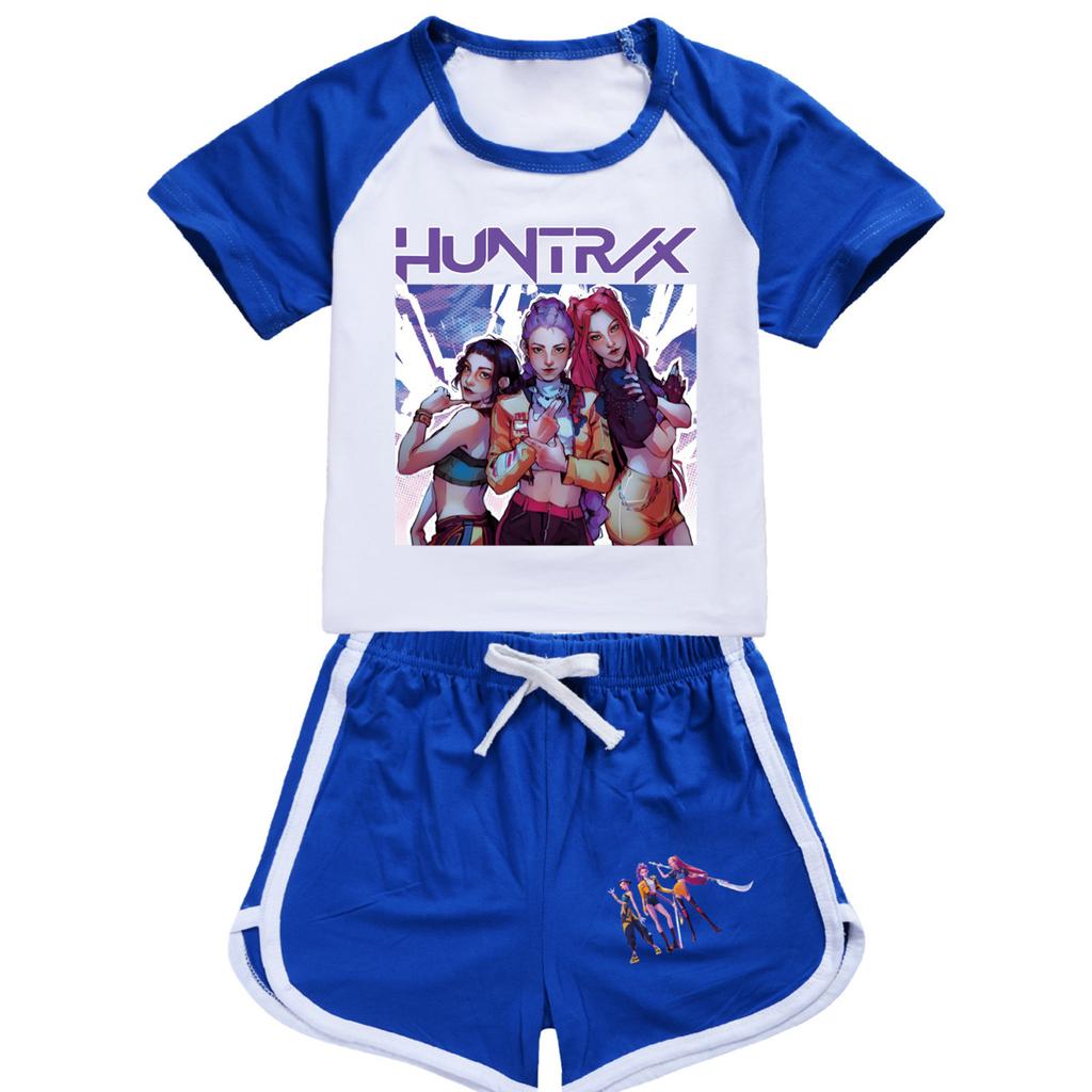 Kids Summer Sport T-Shirt And Shorts 2 Piece Outfit Tracksuit Set Short Sleeve Print Crop Tops With Clothing Set