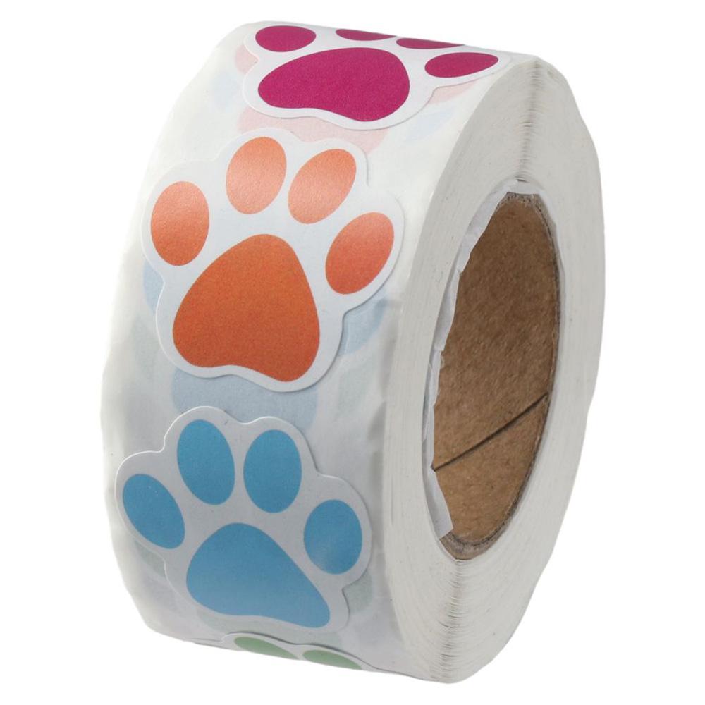 500 Pcs Dog Paw Dog Paw Sticker Colorful/Black Pet Dog Paw Sticker Hand Account Stickers  Children