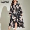 Plus Size Women's New Autumn Temperament Slimming Waist Floral Long Dress