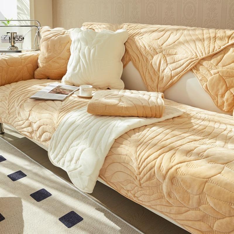 Sofa Cushion Winter Nordic Simple Thickened Non-Slip Seat Cushions Plush Backrest Towel Sofa Cover Slipcover
