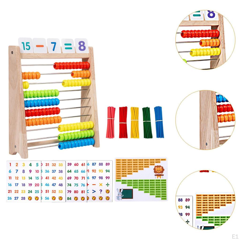 Classic Wooden Abacus Preschool Math Learning Toys Sturdy with Counting Sticks Educational