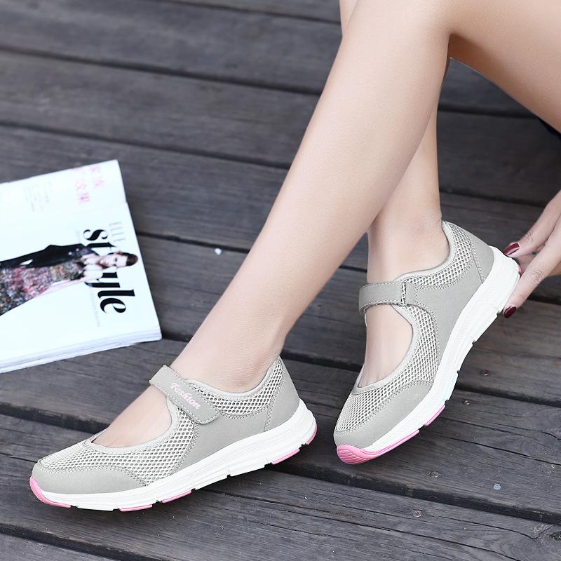 Autumn New Trendy and Fashionable Mother Casual Shoes Large Size Breathable Lightweight Solid Color Mesh Shoes for Women
