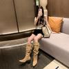 Boots Women's Summer 2025 New Big Tube Circumference High Boots Pointed Thick Heel Pile Boots Western Cowboy Knight Boots