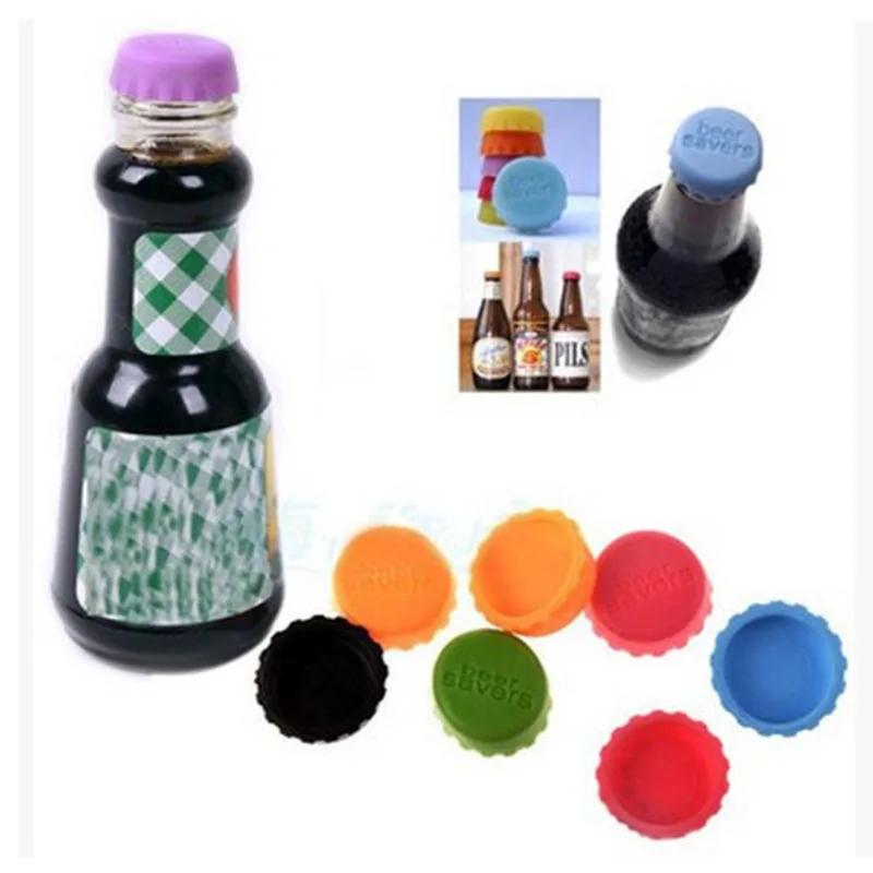 6Pcs Reusable Silica Gel Bottle Cap Sealed Beer Cap Vinegar Soy Sauce Bottle Soda Cola Cap Wine Protective Stopper