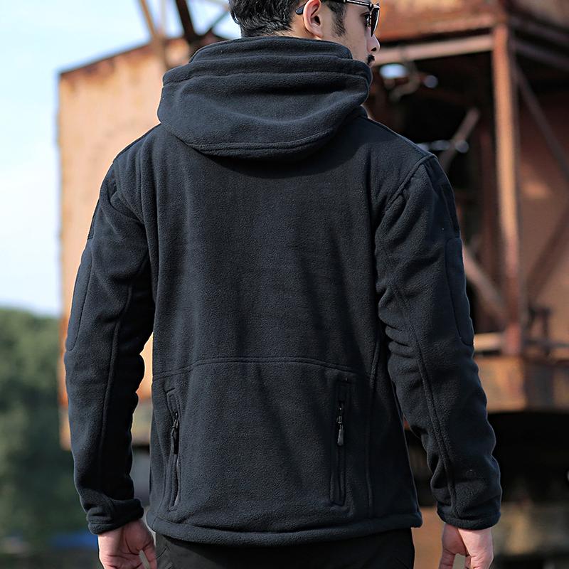 Tactical Fleece Jacket Men Winter Warm Hooded Military Jacket Casual Outdoor Hiking Hoodie Outerwear Coat with Many Pockets