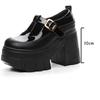 Fujin 10cm Patent Genuine Leather Breathable Buckle Platform Autumn Pumps Summer Ankle Boots Chunky Heels Mary Jane Spring Shoes