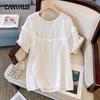 Plus Size Women's Summer New Small Fresh Loose Lotus Short Sleeve Top