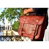 Vintage Goat Leather Messenger Shoulder Backpack Laptop Bag Satchel Convertible