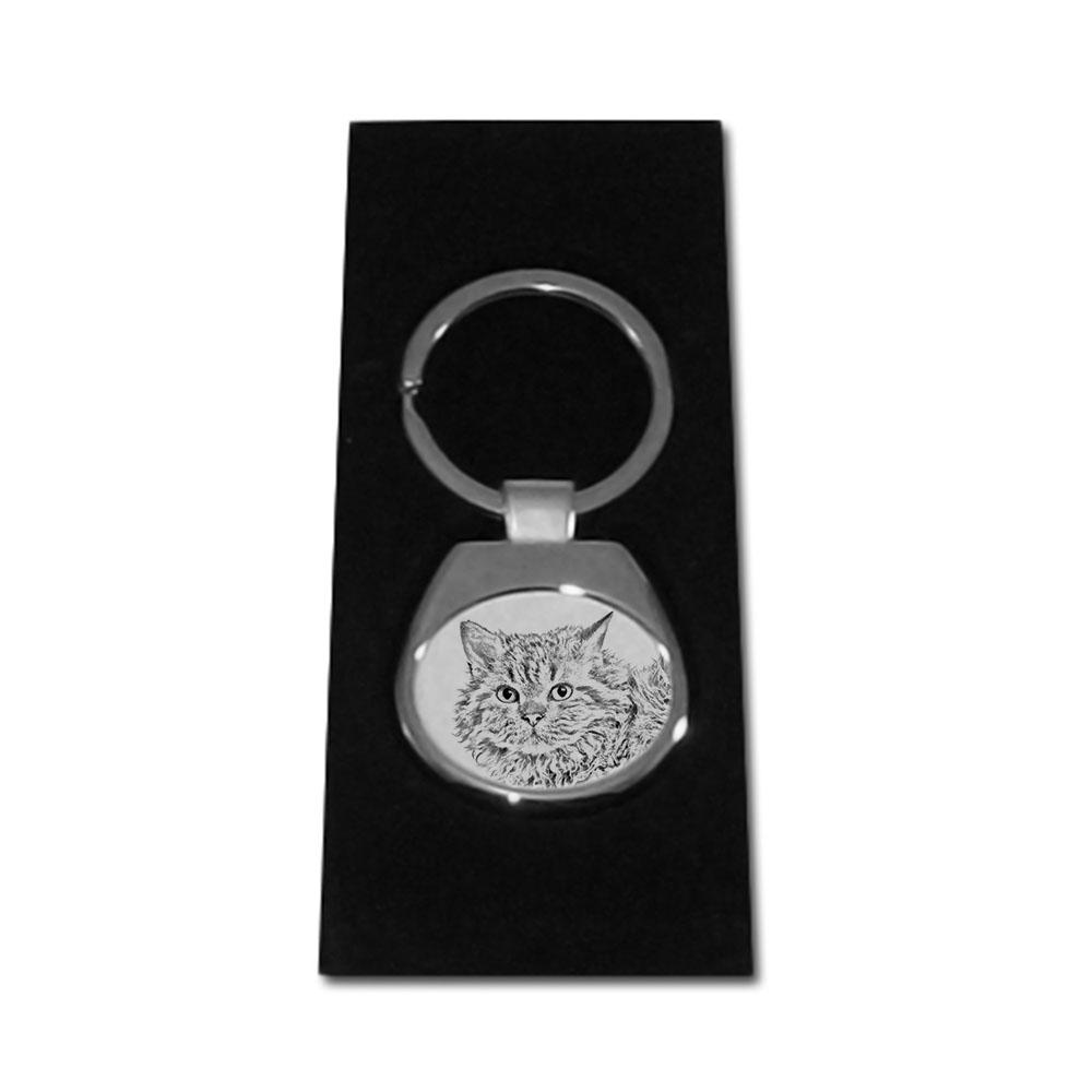 Selkirk Rex Cat Longhaired - Keychain with a Cat, Keychain with a Print, Personalized Pendant from the Art-Dog Brand