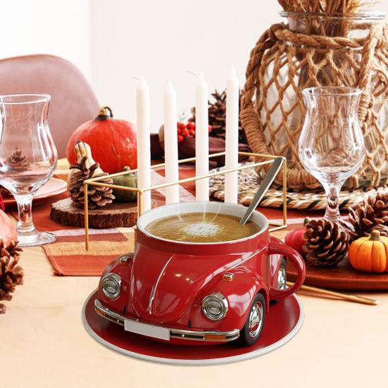 Beetle Shaped Coffee Mug Handmade Resin Beetle Tea Cup Home Office Decor Coffee Mug Gift for Car Fans Beetle Lovers