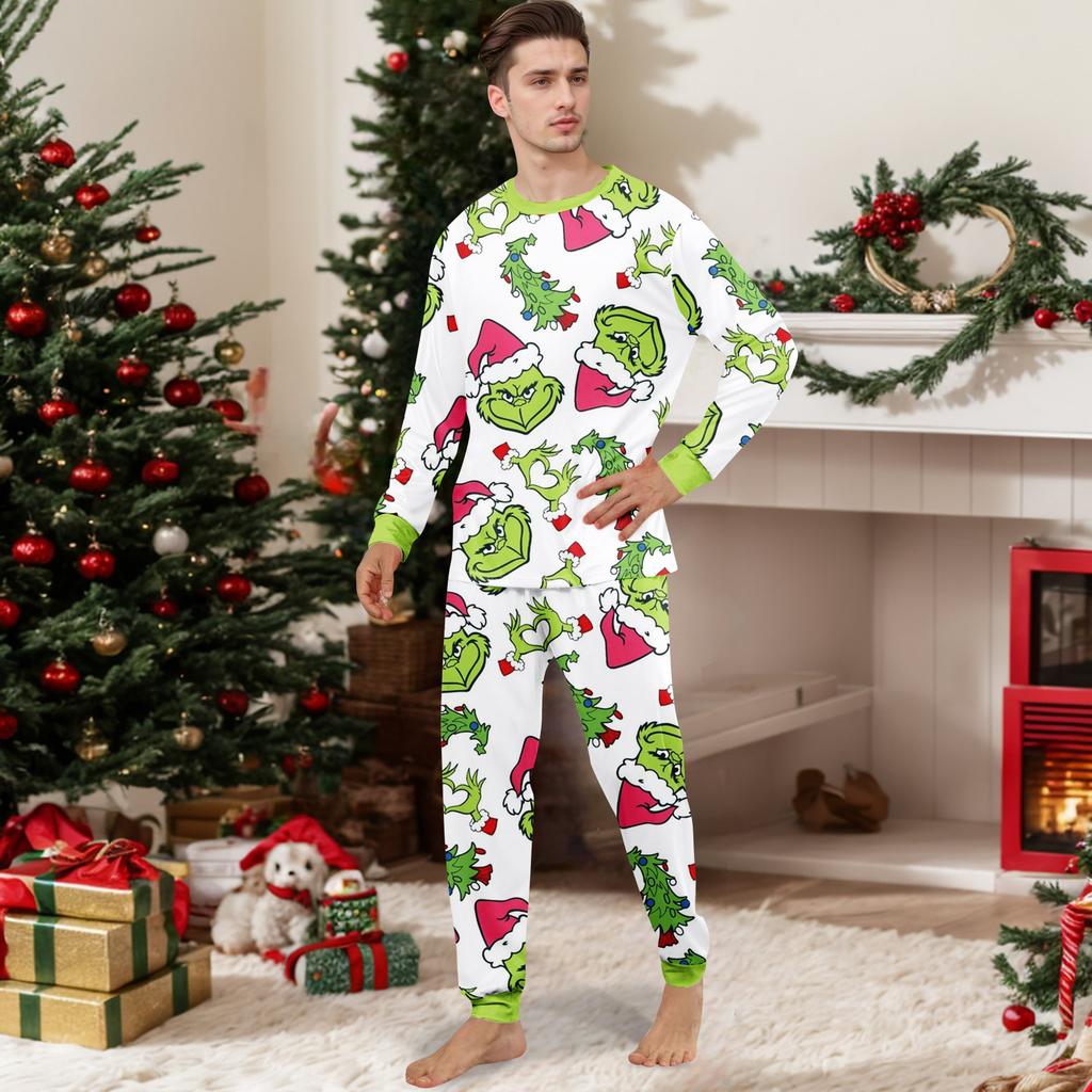 Christmas Print Cute Family Set Pajamas, Home Clothes, Family Set Long Sleeve Top Pants Set