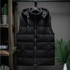 Removable Hat Autumn and Winter Men's Sleeveless Cotton-padded Vest Trendy Warm Thick Men's Jacket Vest