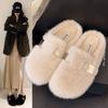 Mao Mao Slippers Women's Autumn and Winter New Flat-bottomed Bag Head Piled Warm Cotton Slippers Women