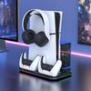 Gaming Console Cooling Base with Controller Charger Indicator Light Design Adjustable Vertical Cooling Stand for PS5 Slim