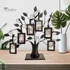 Family Tree Picture Frame Metal Tree Photo Frame Stand with 6 Ornamental 1.77" X 2.56"/2.17" X 3.15" Frames for Wall Table Decor