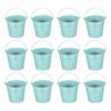 PATIKIL X Small Metal Buckets with Pack of 12 Mini Galvanized Buckets for Party Light Blue 5.1" 4.7" Handles, Crafts, Favors, Decorations,