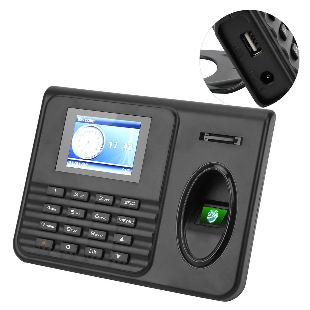 Attendance Machine Time Clock 2.4in Color Screen Biometrics Fingerprint Password Check In Out