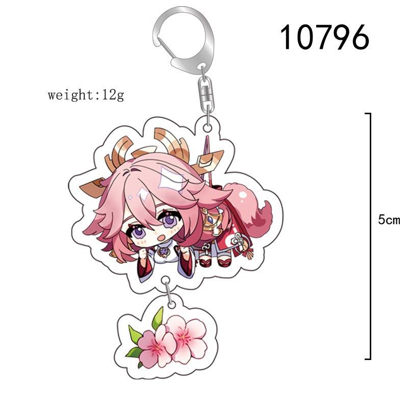 Cute Genshin Impact Acrylic Keychain Yoimiya Kazuha Kamisato Ayaka Rosaria Figures Pendant Keyring Ornament