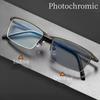Fashion Photochromic Myopia Glasses Metal Frame Anti-blue Light Minus Sight Eyeglasses Men's Business Color Changing Sunglasses