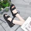 Platform Sandals Women's 2025 Summer New Simple Open-toed One-character Sandals Sparkling Women's Flat Sandals Extra Small Size