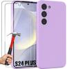 Case for Samsung Galaxy S24 Plus (S24+) Purple Liquid Silicone + 2 Tempered Glass Screen Protectors