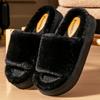 Furry Slippers Women Platform EVA Sole Warm Memory Foam House Shoes Winter Cozy Non Slip