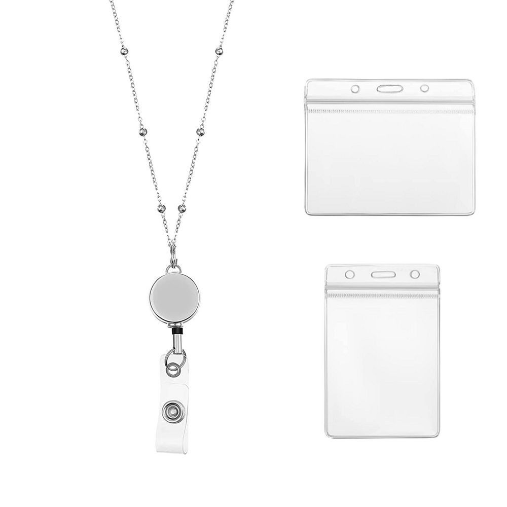 Chain Badge Reel Clip Badge Reel Lanyard With Necklace Name Card Badge Holder With ID Card Holders